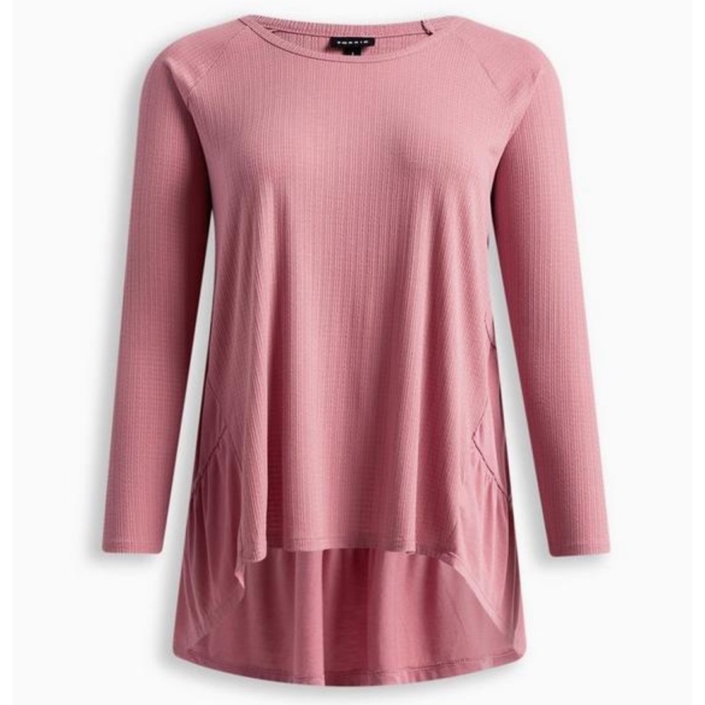 Torrid | Texture Jersey Tiered Back Top in a Dusty Rose Pink Womens Size 1X Plus - Picture 5 of 17
